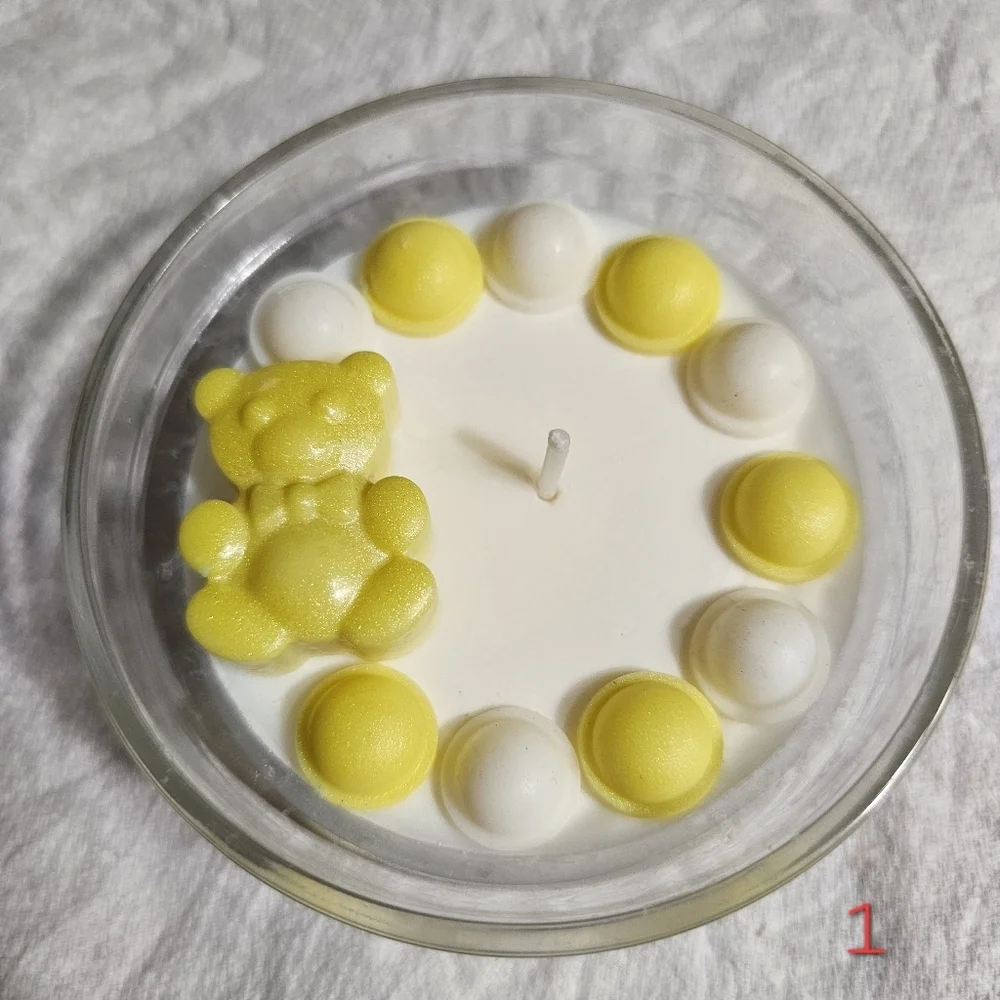 6 Personalized Yellow Bear Scented Baby Shower Birthday Candle Favors Giveaways